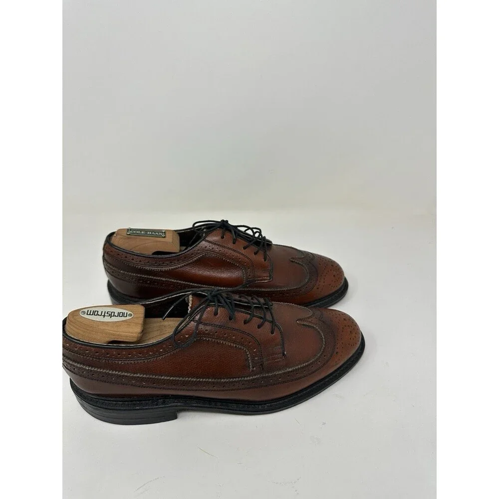 MEN VTG BRITISH WALKERS CUSTOM BURGUNDY WINGTIP OXFORD‎ DRESS SHOES SZ 8